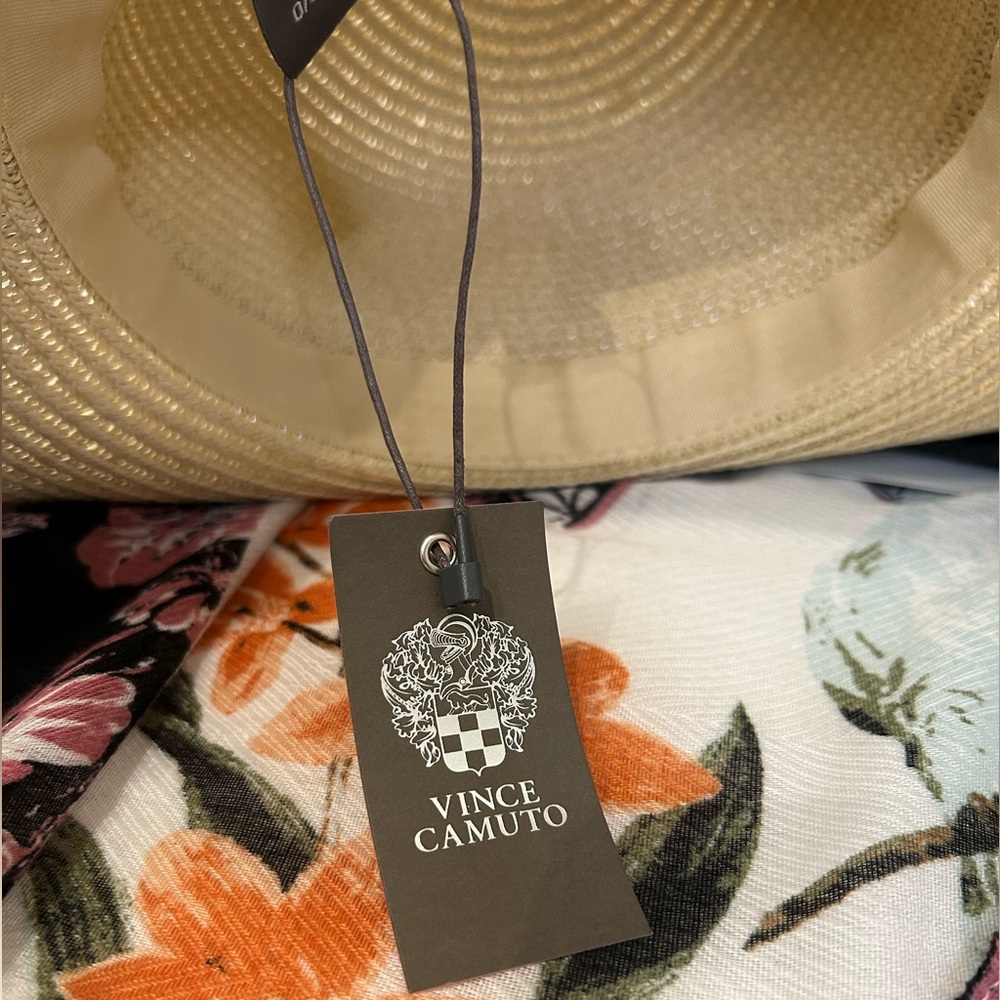 *New* Vince Camuto Tropical Style Ruana and Floppy Hat with Matching Band & Bow - Picture 7 of 8